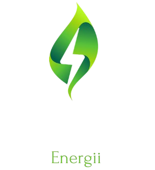 Logo Świętokrzyskiego Kongresu Energii (wersja z białym napisem): zielony, stylizowany płomienny znak z błyskawicą pośrodku, pod nim biały napis „Świętokrzyski Kongres”, a poniżej jasny, zielony napis „Energii”.